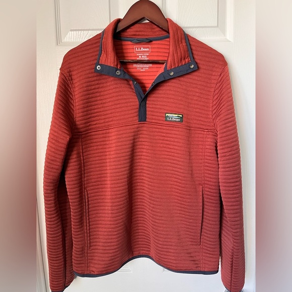 Mens LL Bean Airlight Knit Pullover Sweater Snap Button Medium - Picture 7 of 11